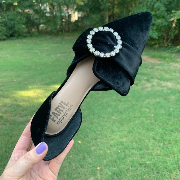 Velvet Pointed Rhinestone Ring Slip-On Loafers - Picture 4 of 16